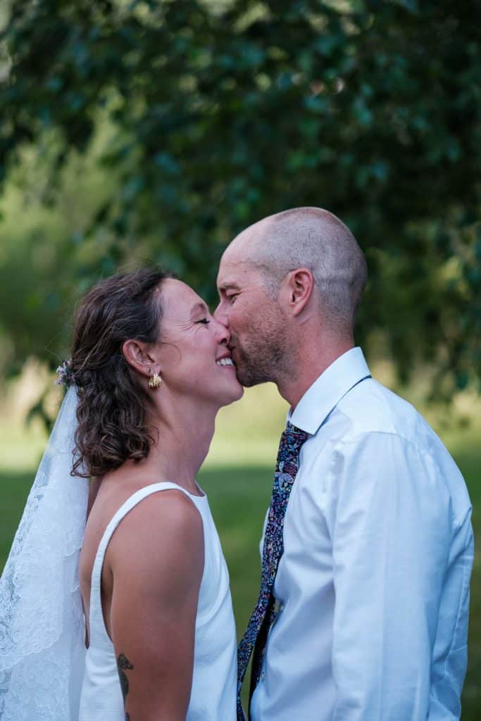 the happy couple enjoying a quiet moment in Chamonix, Haute-Savoie, during their wedding.